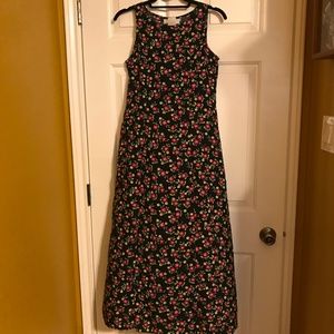 Casual Corner Black Floral Long Sundress Size 7/8